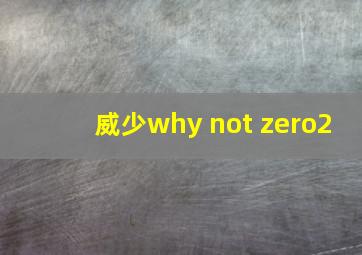 威少why not zero2